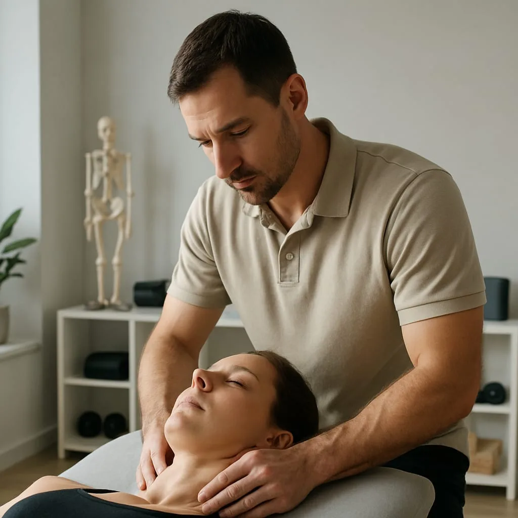Therapist applying myofascial release 